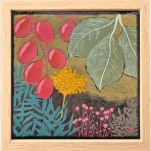 Original acrylic painting of flora in rustic earthy tones by Leanne Dunne